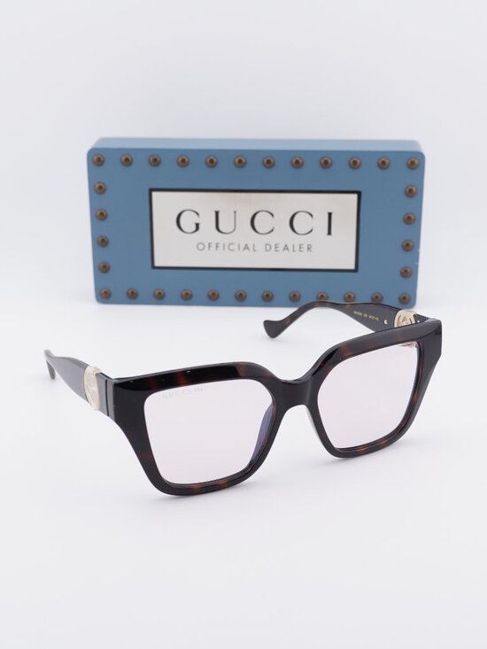 Gucci GG1023S 006 Cat Eye Sunglasses - Dark Havana\\ Pink Photocromic main image 5